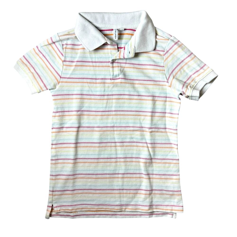 Janie and Jack Polo Shirt Girls Size 10 White Striped Preppy Cotton Casual